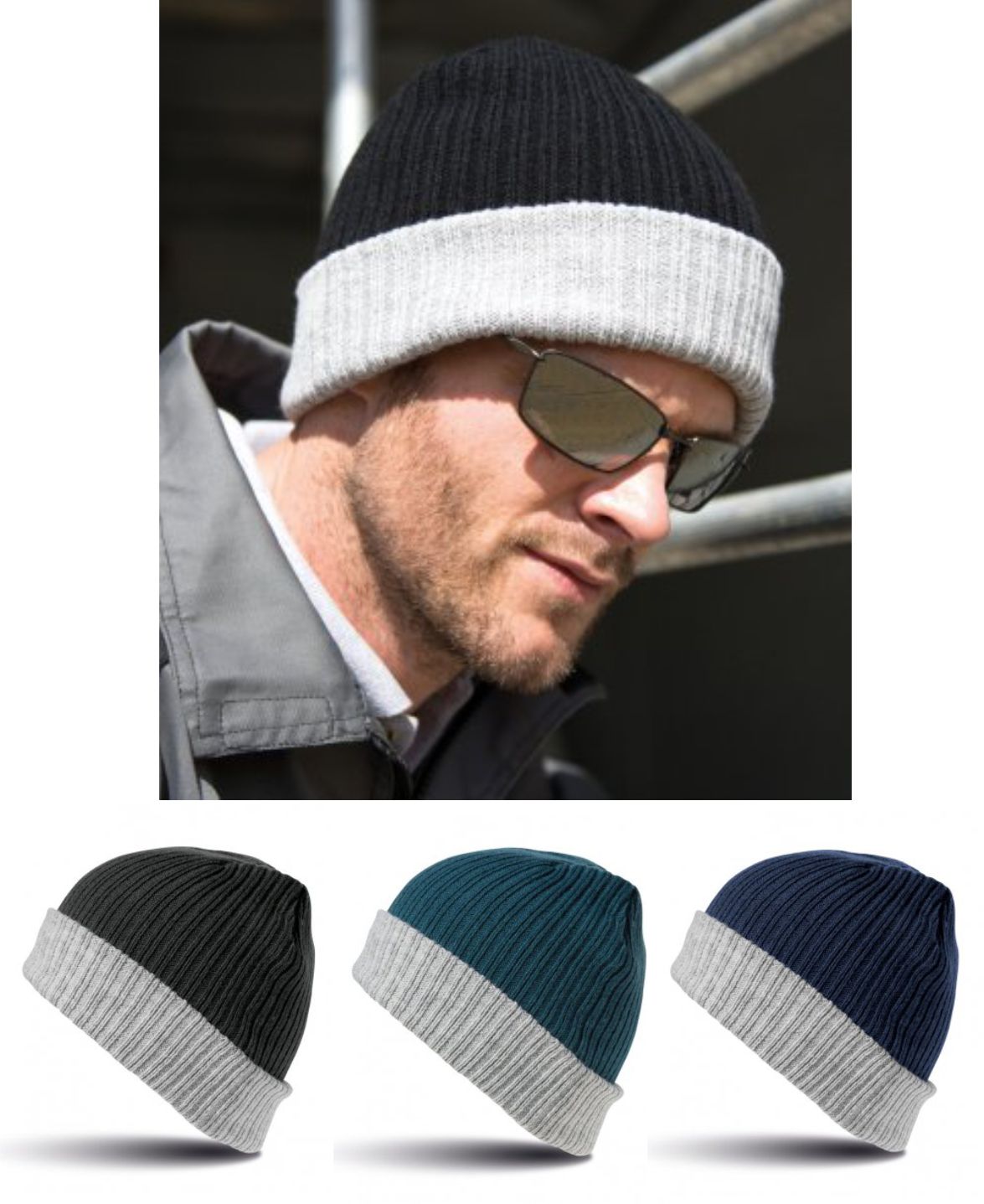 Result RC378 Double Layered Knitted Hat  Result RC378 Double Layered Knitted Hat